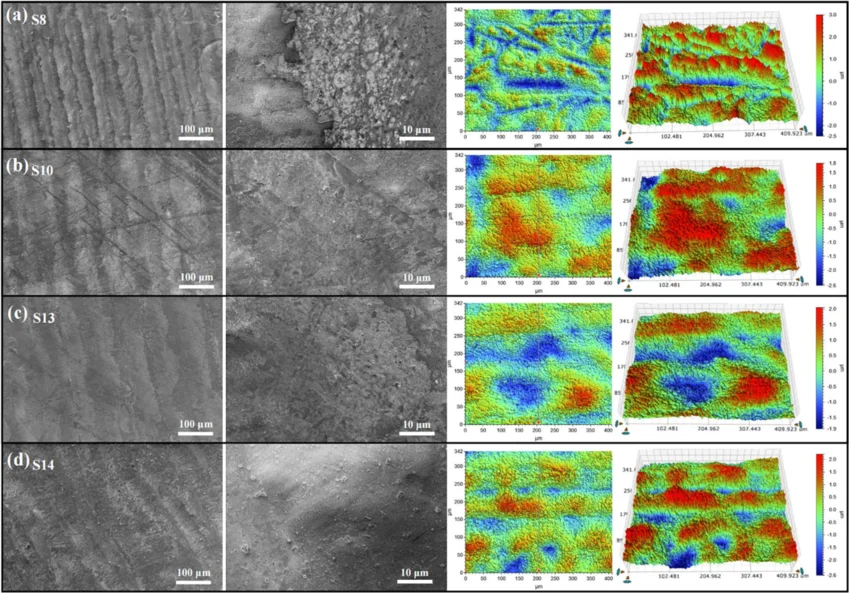 SEM 圖像與表面三維輪廓對(duì)比